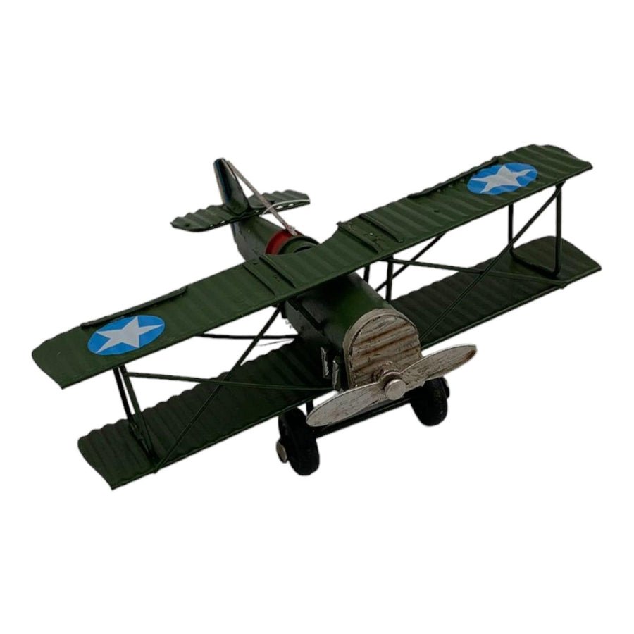 Avion Metal Deco Verde 16*13*6Cm
