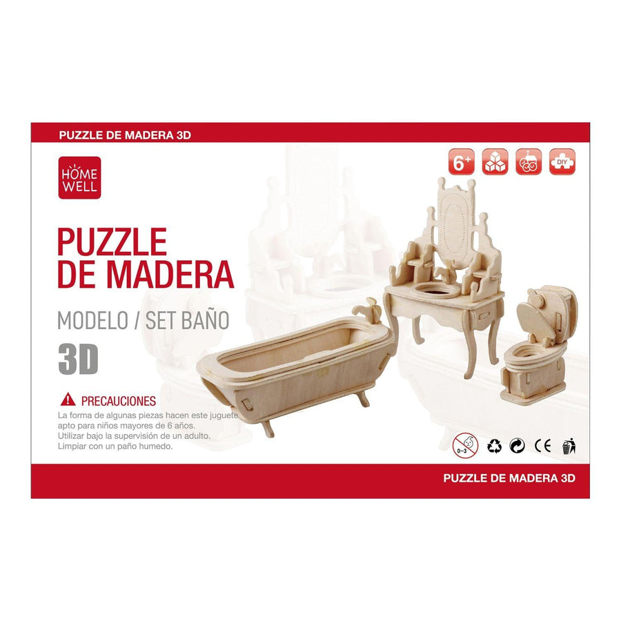 Puzzle de Madera Modelo Set de Baño 3D
