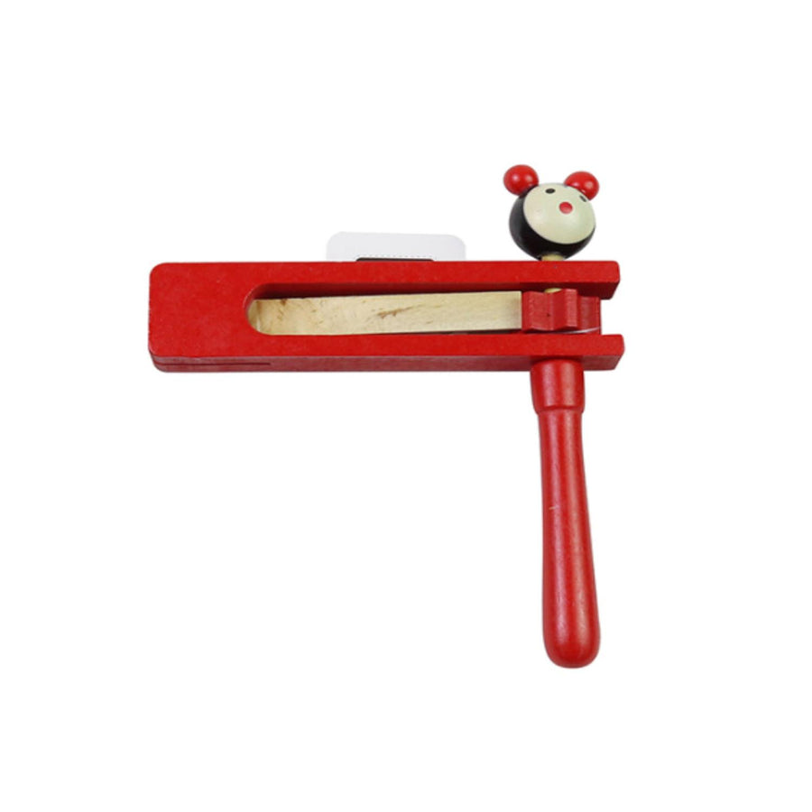 Matraca Madera Rojo Ratón 15cm