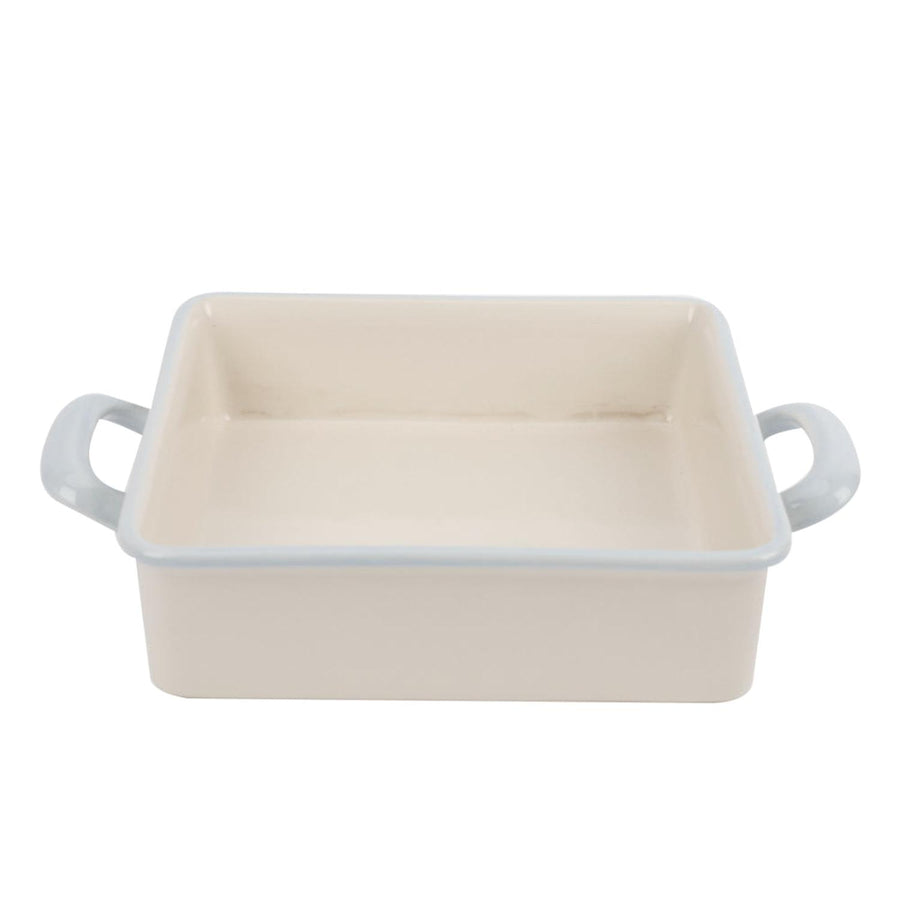 Fuente de Loza Blanco con Borde Celeste 29.5x21x5x6.2cm