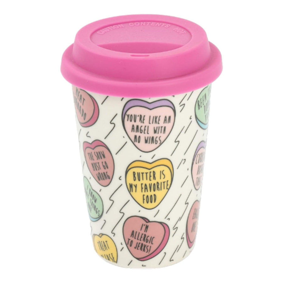 Mug Cerámica Tapa Silicona Rosado 400ml