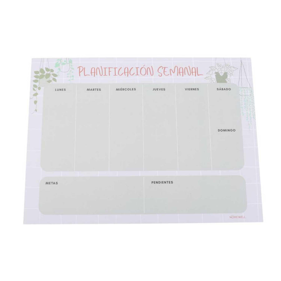 Planificador Semanal Verde Pastel