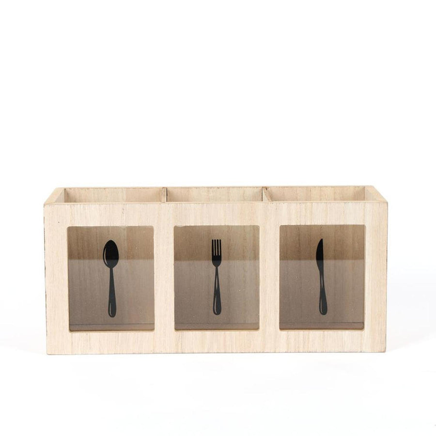 Porta Cubiertos Madera 29*10*13cm
