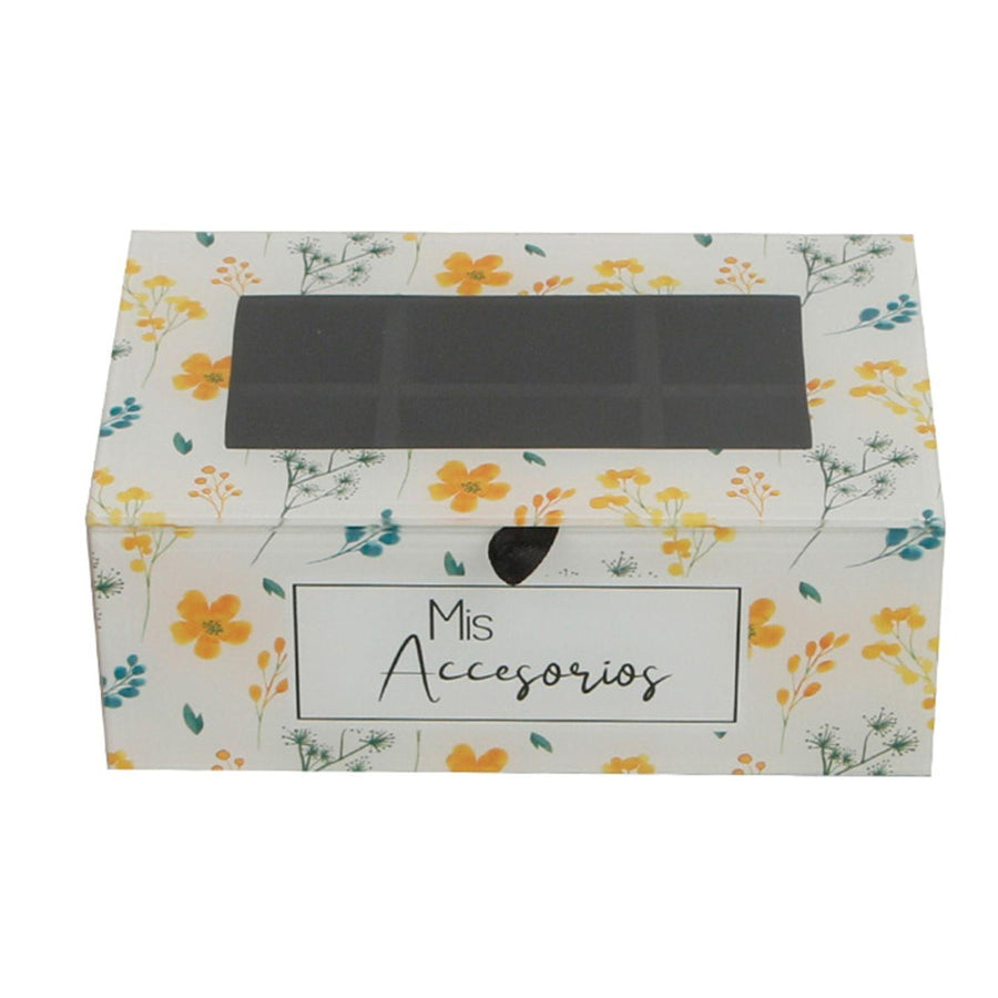 Caja de Vidrio Organizadora Amarilla 20x13x9cm