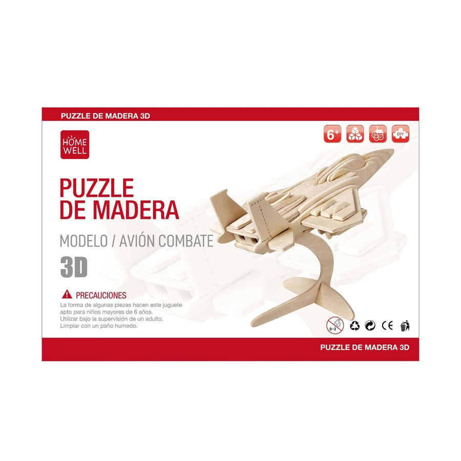 Puzzle de Madera Modelo Avión Combate 3D 15.5x23cm