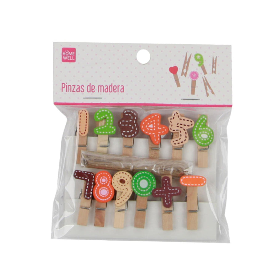 Pinzas Madera 3.5cm Diseño de Números