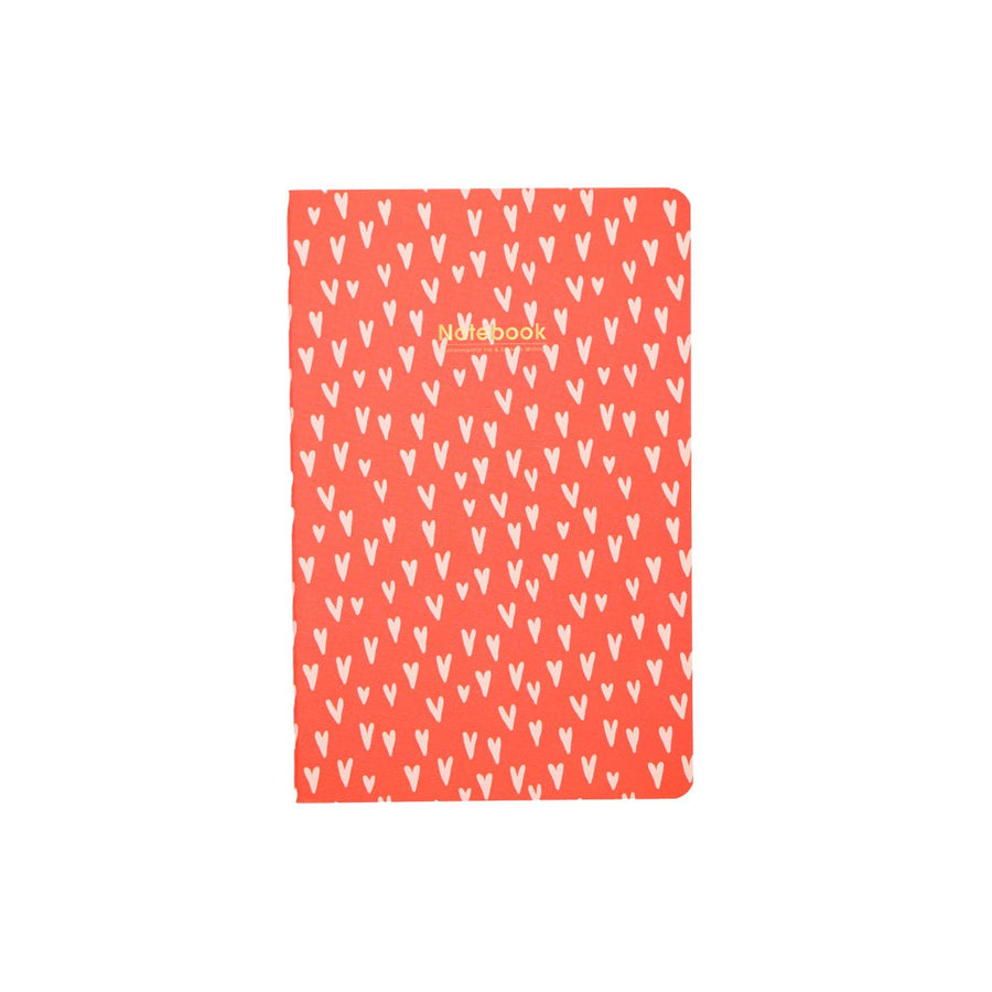 Libreta Roja Diseño Corazones 13.5*20.5 32 Hojas