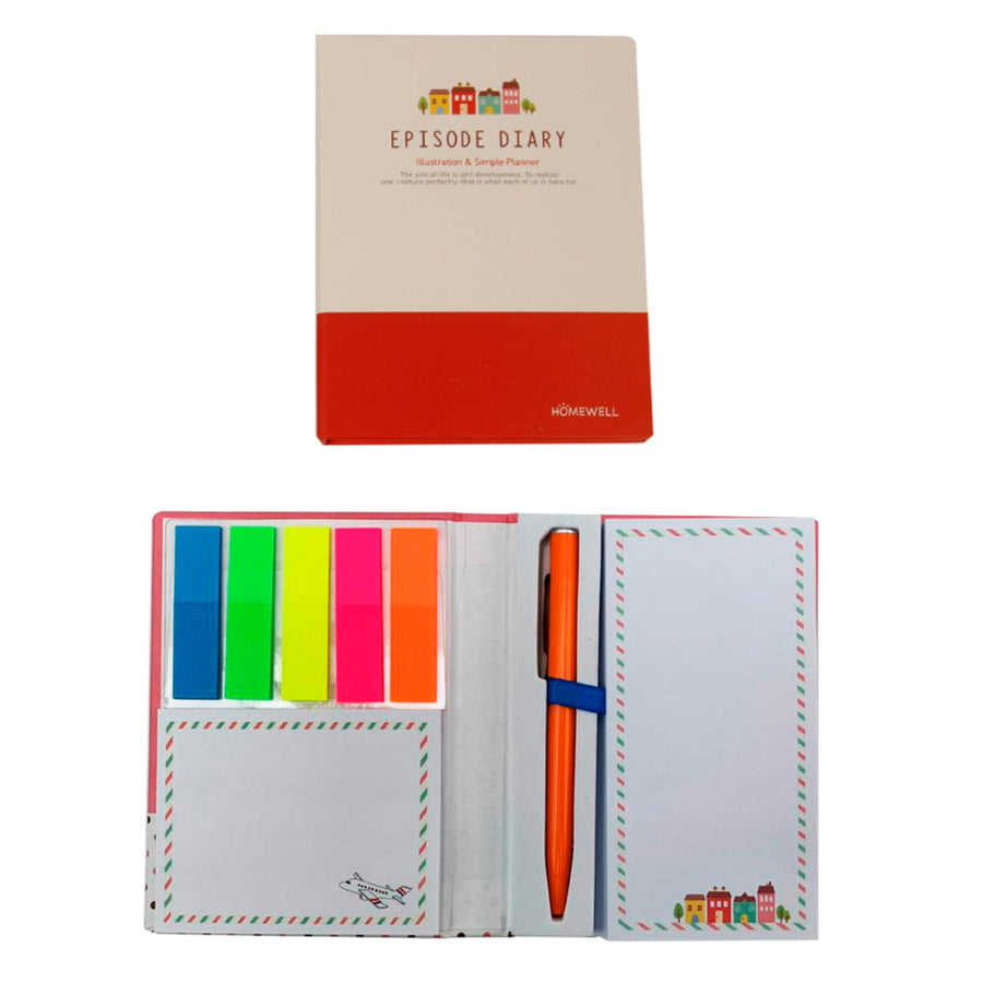 Set Librería Taco Notas Roja Post It y Lápiz 11x8cm