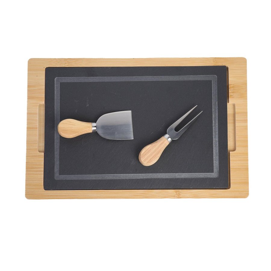 Tabla Piedra Pizarra Con utensilios 36*23*1.5cm