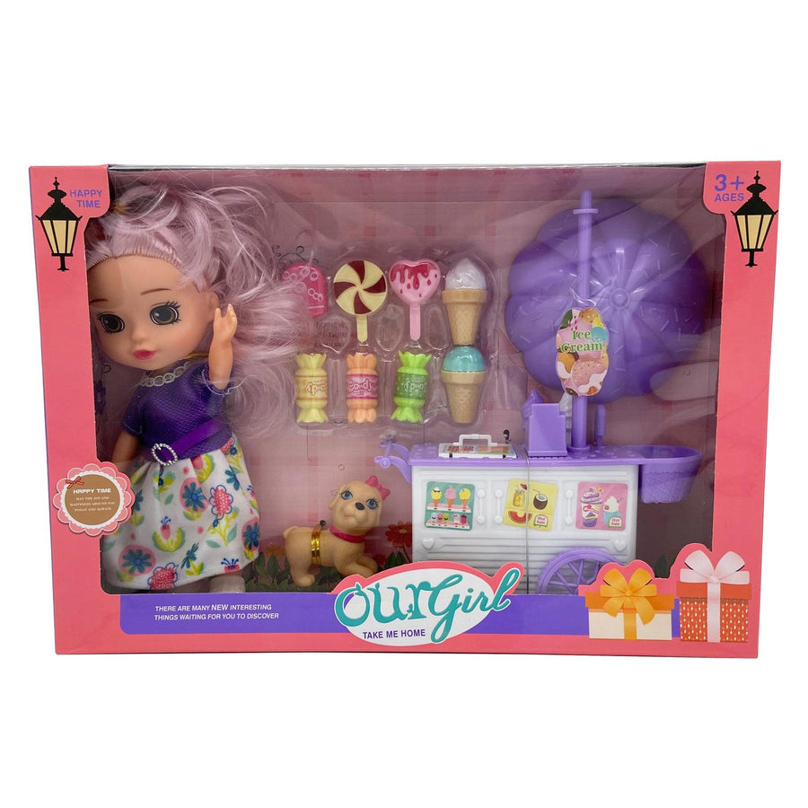 Set Muñeca Morada Puesto de Helados