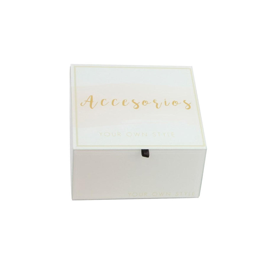 Caja Organizadora Blanca Vidrio Joyero Deco 10x9x5cm