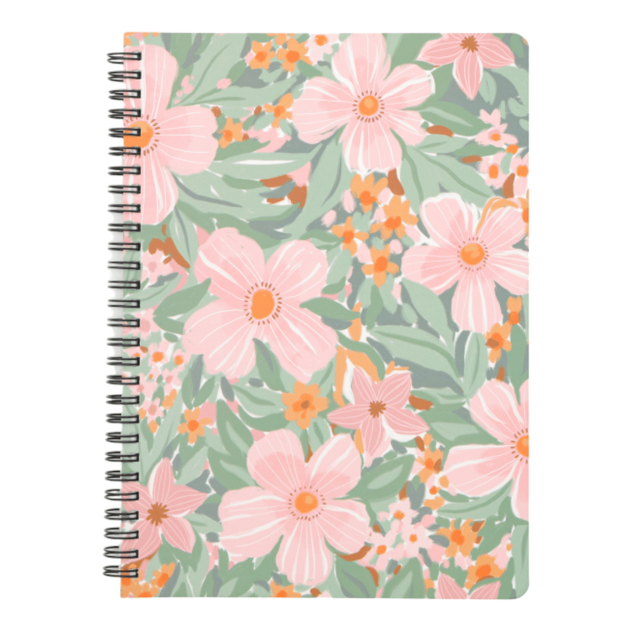 Libreta Verde Diseño Flores 18*25 80 Hojas