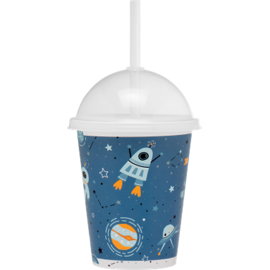 Vaso Con Bombilla Azul 360ml