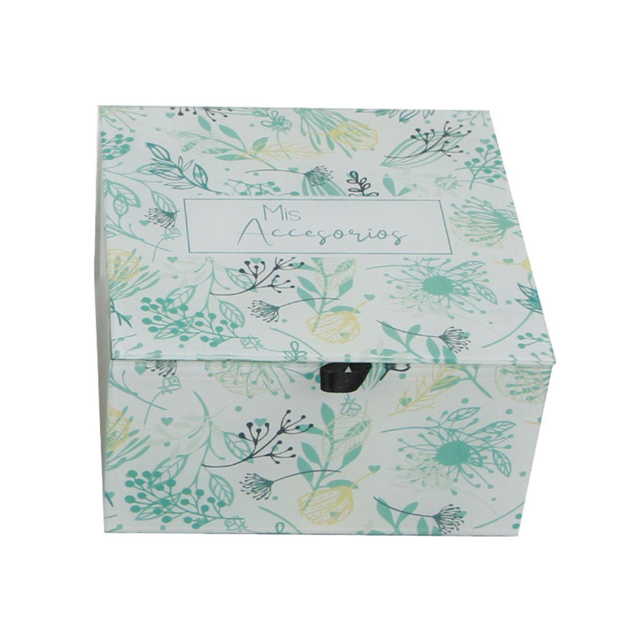 Caja de Vidrio Organizadora Verde 14.5x14x8cm