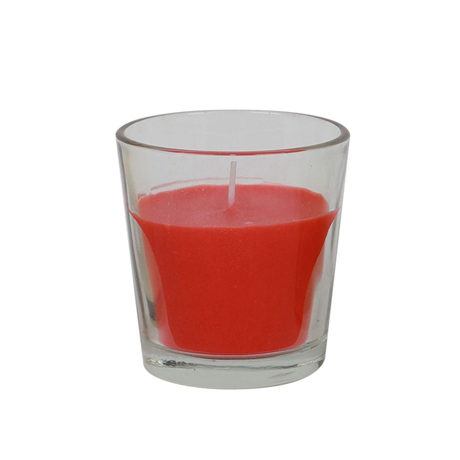 Vela de Vidrio Rojo Aroma Frutilla 7.5x7.5x8cm