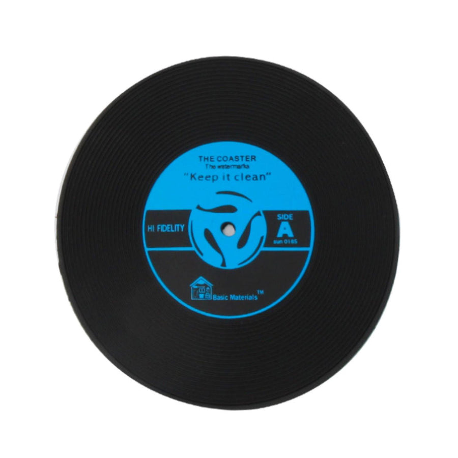 Set de Posa Vasos Retro Vinilo Azul 10cm (2u)