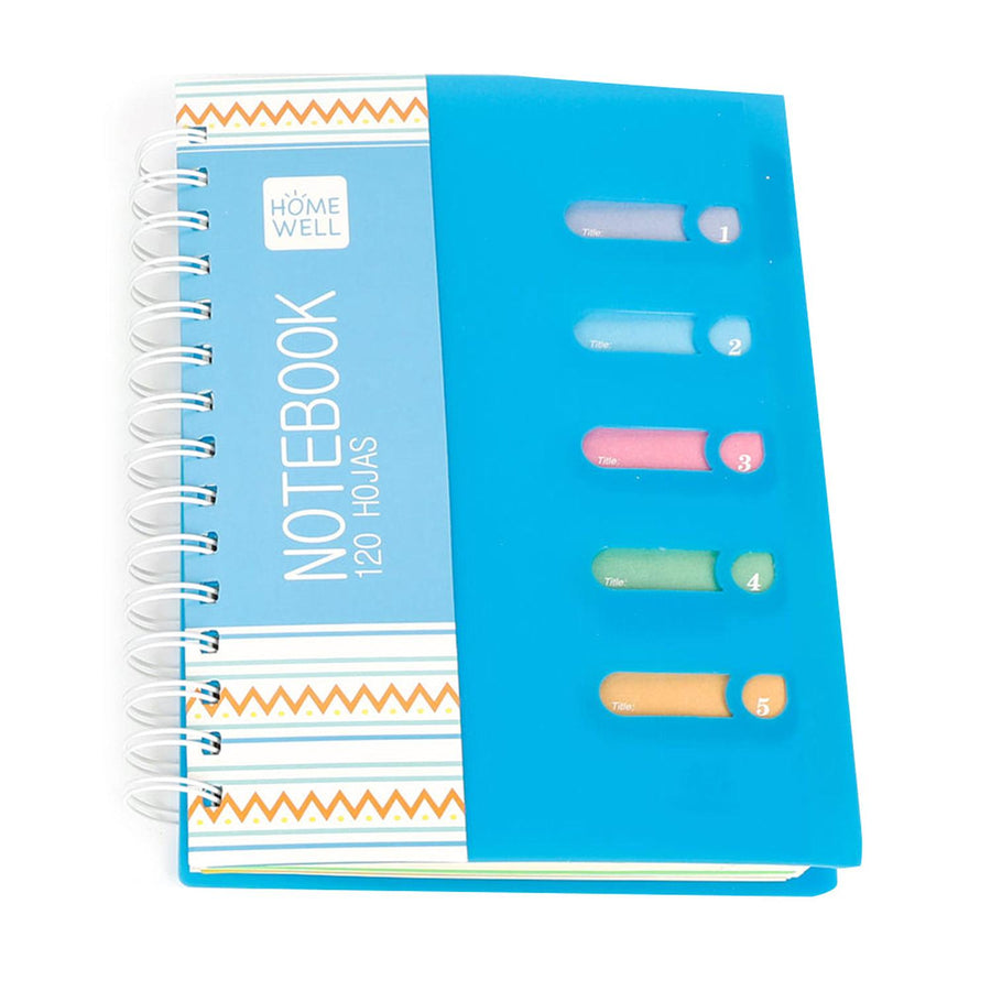 Libreta Azul 120 Hojas con 5 Separaciones 15x21cm