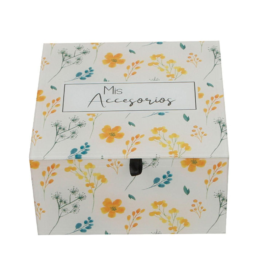 Caja de Vidrio Organizadora Amarilla 14.5x14x8cm