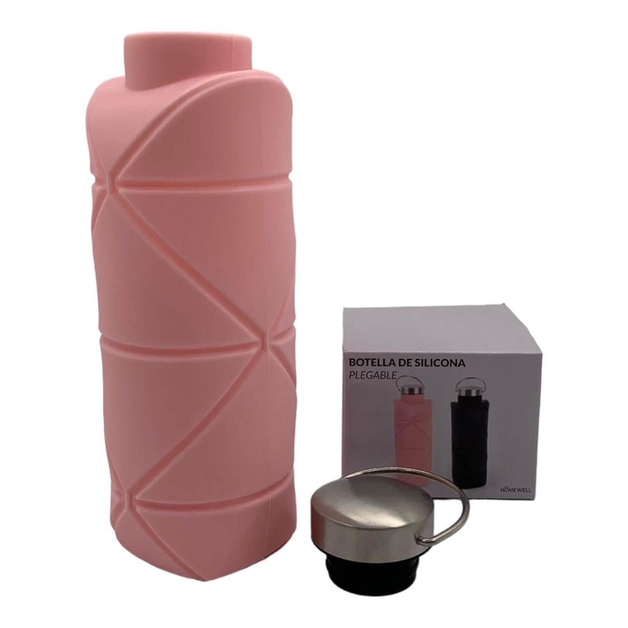 Botella De Agua Silicona Plegable Rosado 750ml