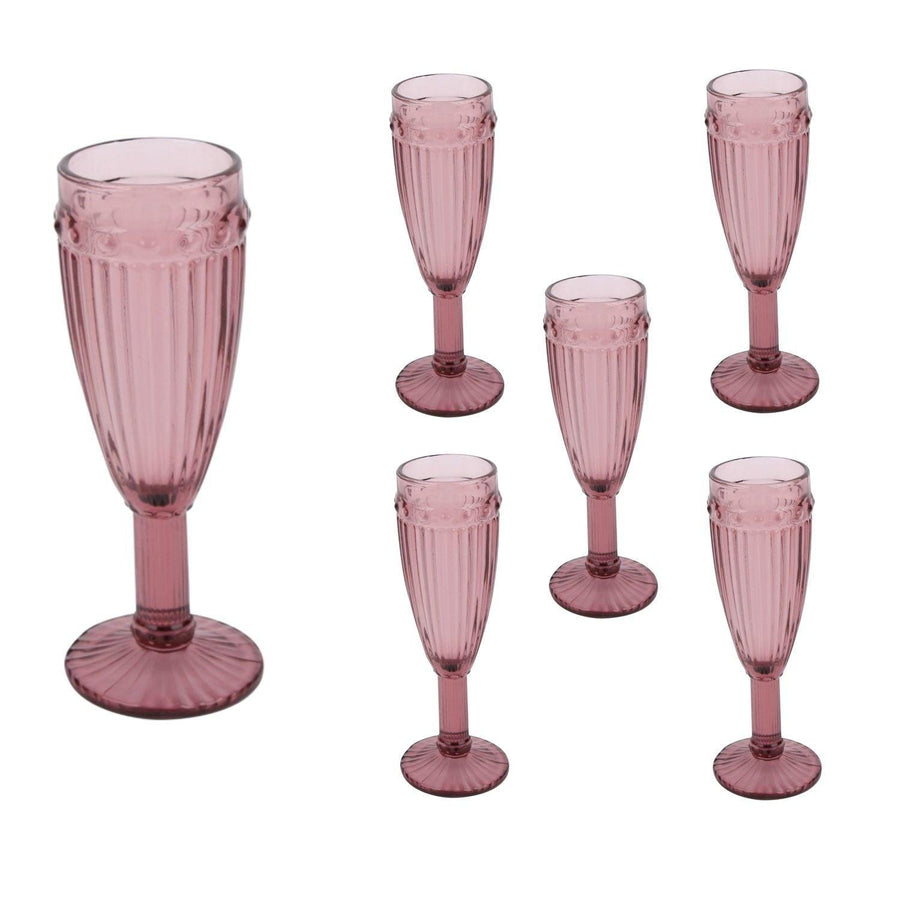 Set 6 Copas Champagne Vidrio Rosado 160ml