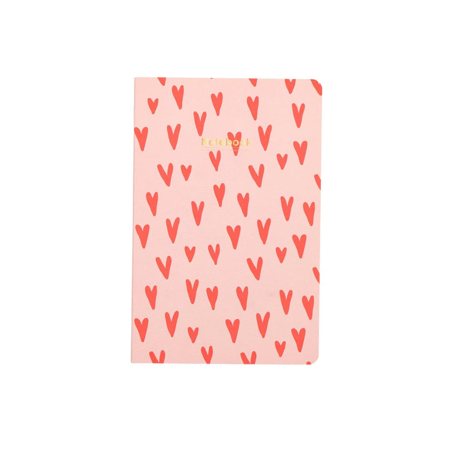Libreta Rosada Diseño Corazones 13.5*20.5 32 Hojas