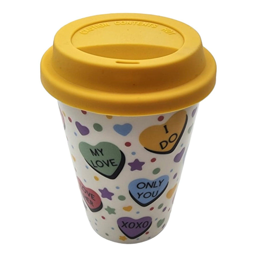 Mug Cerámica Tapa Silicona Amarillo 400ml