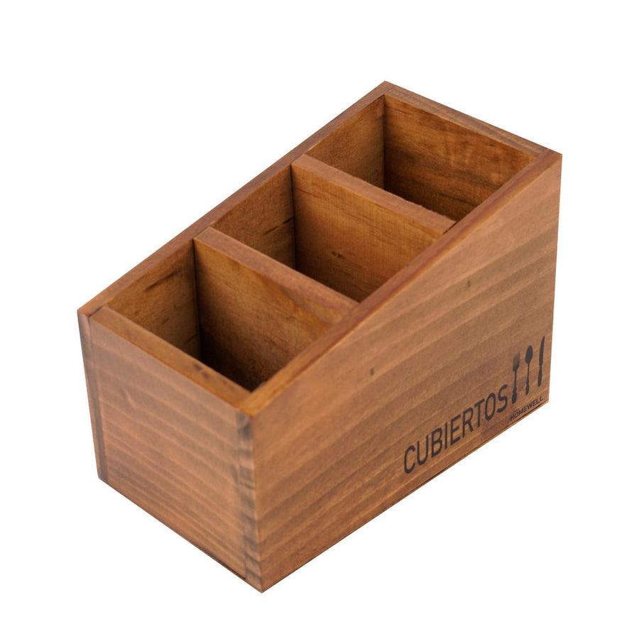 Porta Cubiertos Madera 17x10x12cm