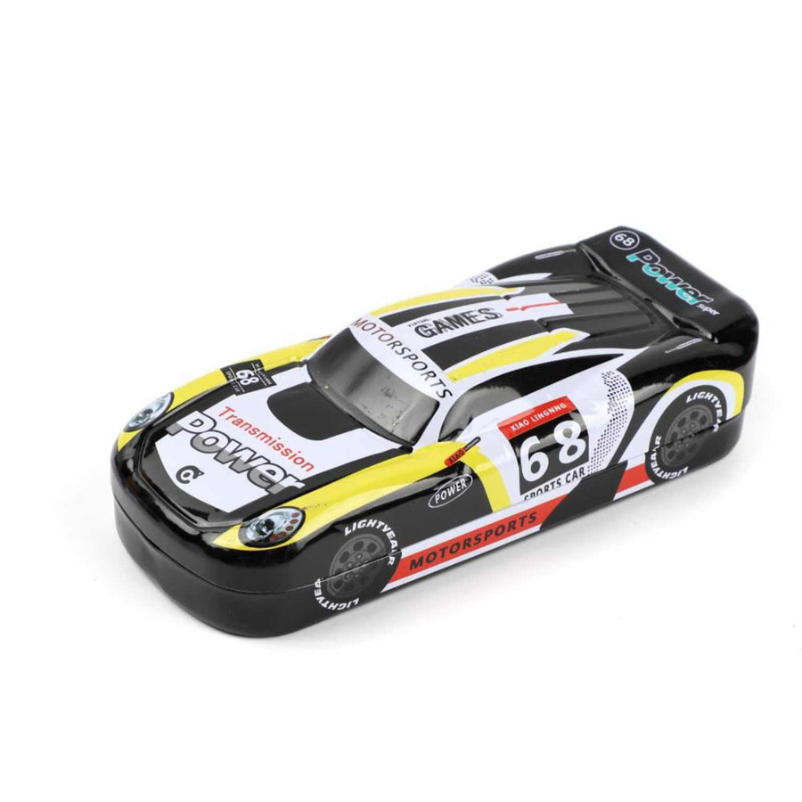 Estuche Metálico Auto 21x6x8.5cm Diseño Amarillo Deportivo