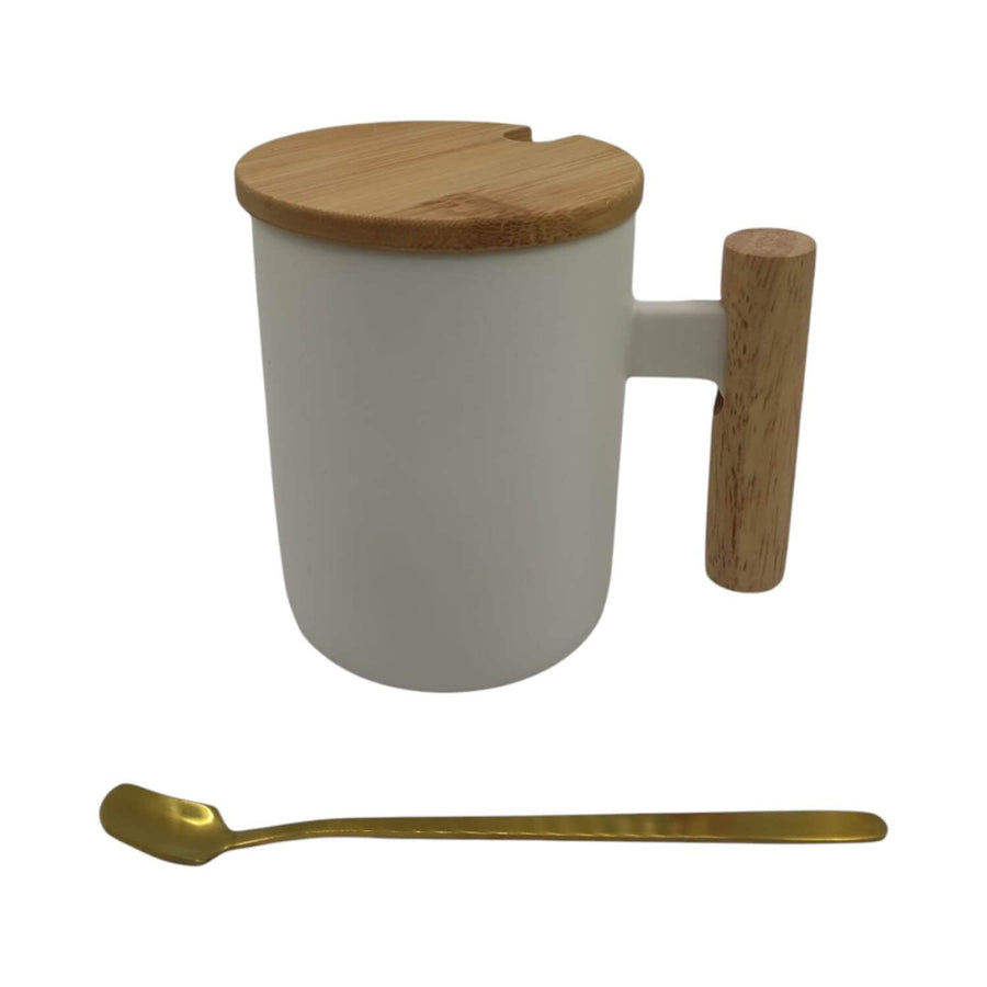 Tazón Loza y Madera Blanco 375ml