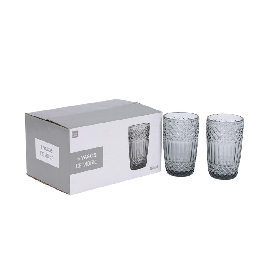 Set 6 Vasos Vidrio Gris 380Ml