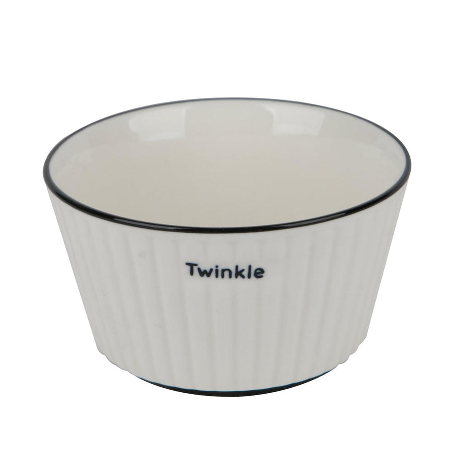 Bowl Redondo de Loza Blanco con Borde Negro 17.5x9cm