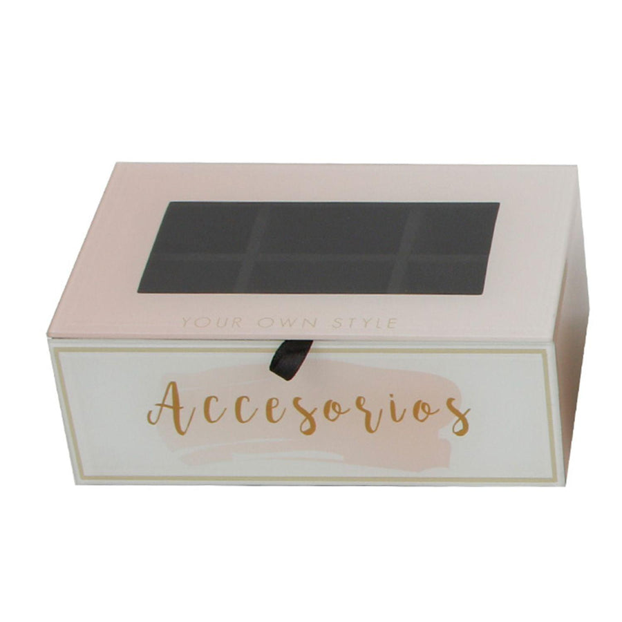 Caja de Vidrio Organizadora Rosada 20x13x9cm