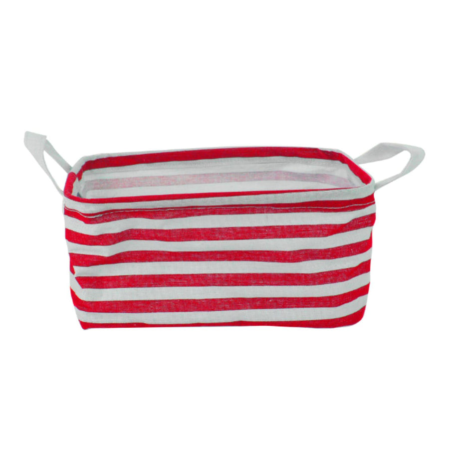 Cesto Organizador Plegable de Genero Rayas Rojas 28x20x14cm