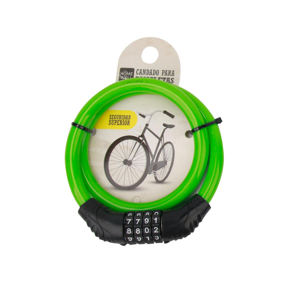 Cable de Seguridad con Clave de Bicicleta Verde 55cm