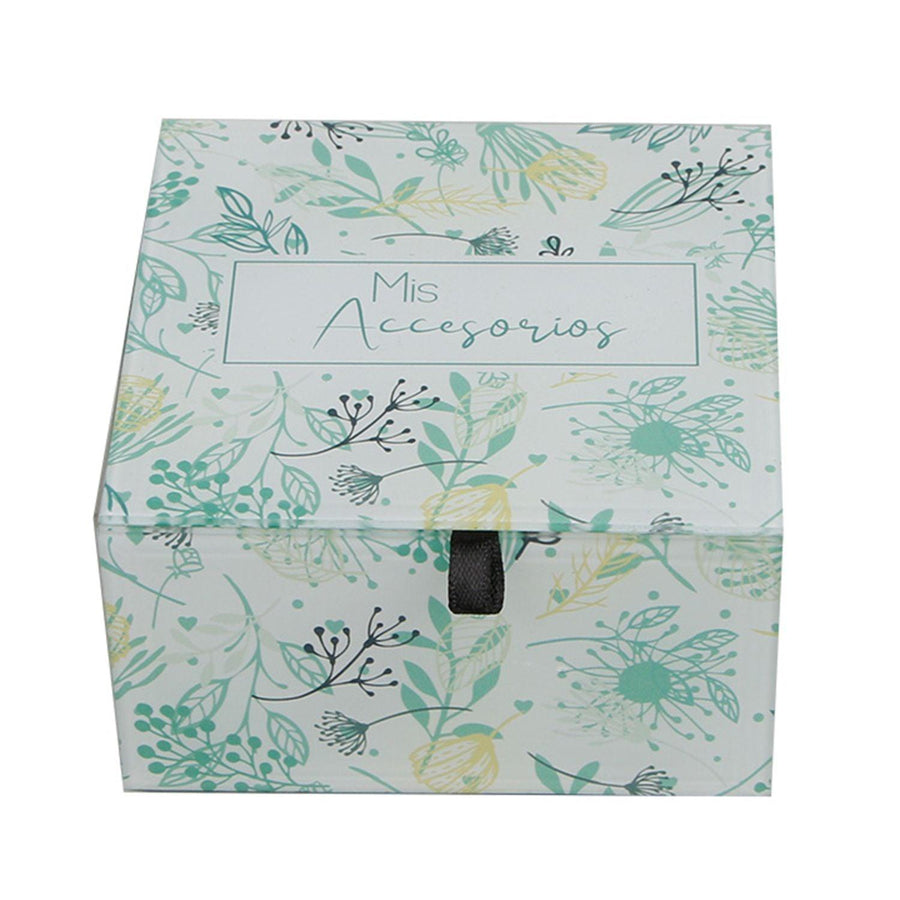 Caja de Vidrio Organizadora Verde 14x14x9cm