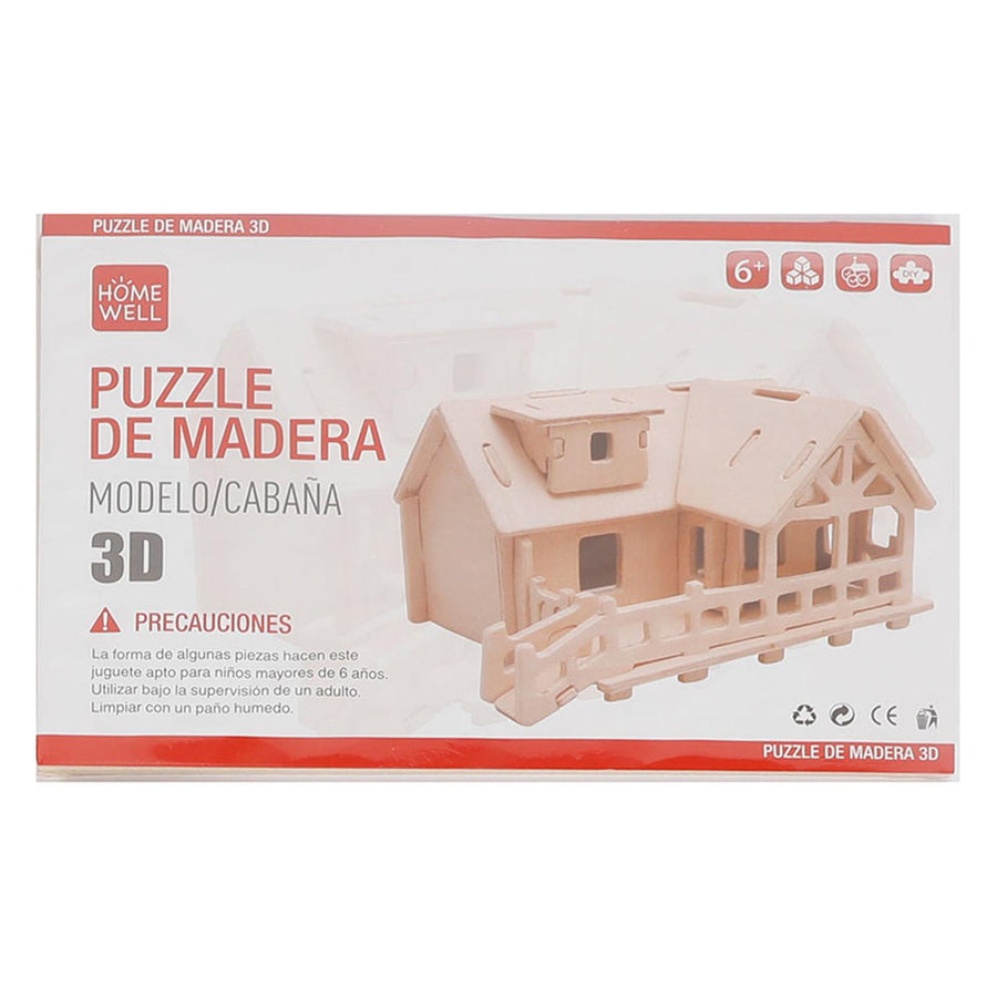 Puzzle de Madera Modelo Cabaña 3D 15.5x23cm