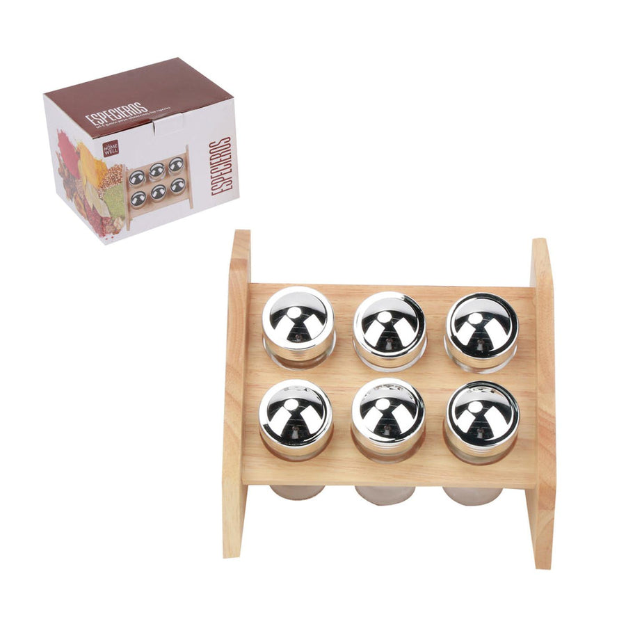 Especiero Vidrio Base Madera 19x15x15cm (6u)