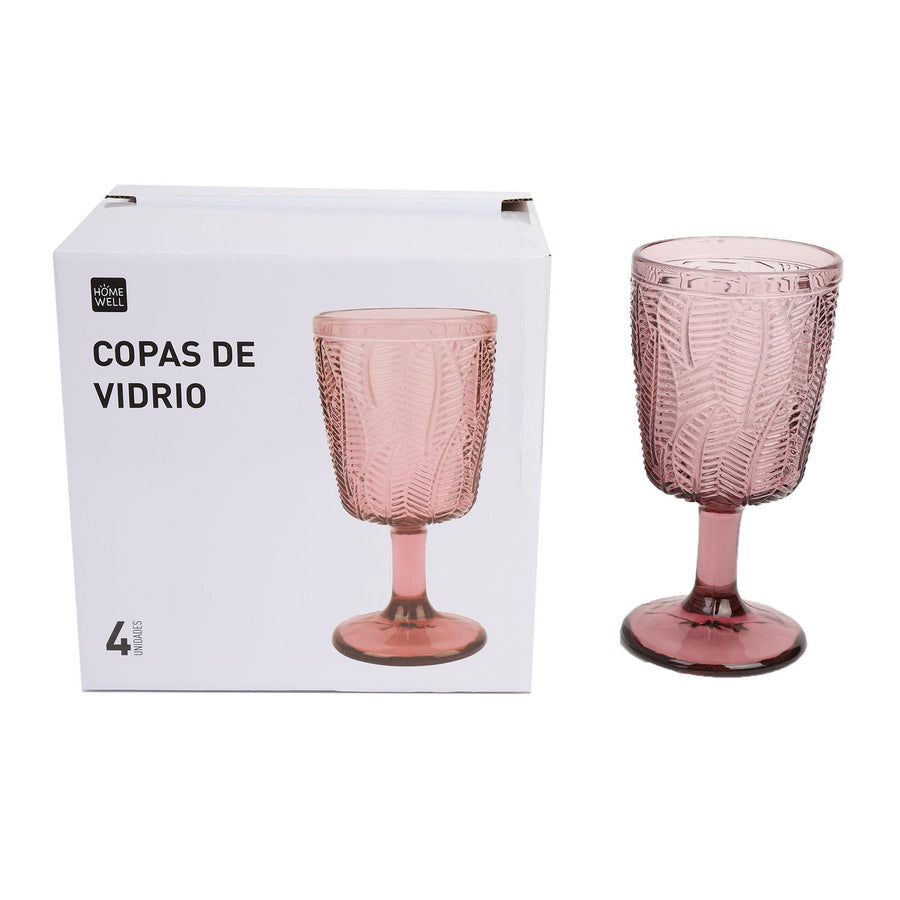 Set 4 Copas Vidrio Rosado 330ml