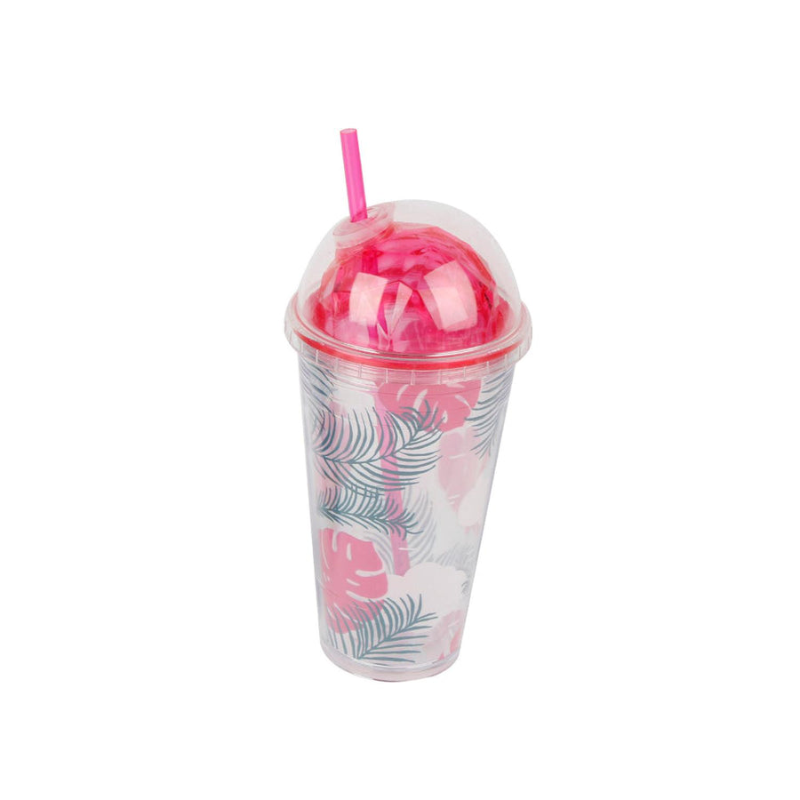 Vaso con Bombilla Diseño Hojas 450ml