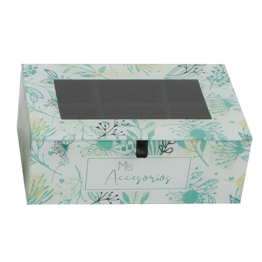 Caja de Vidrio Organizadora Verde 20x13x9cm