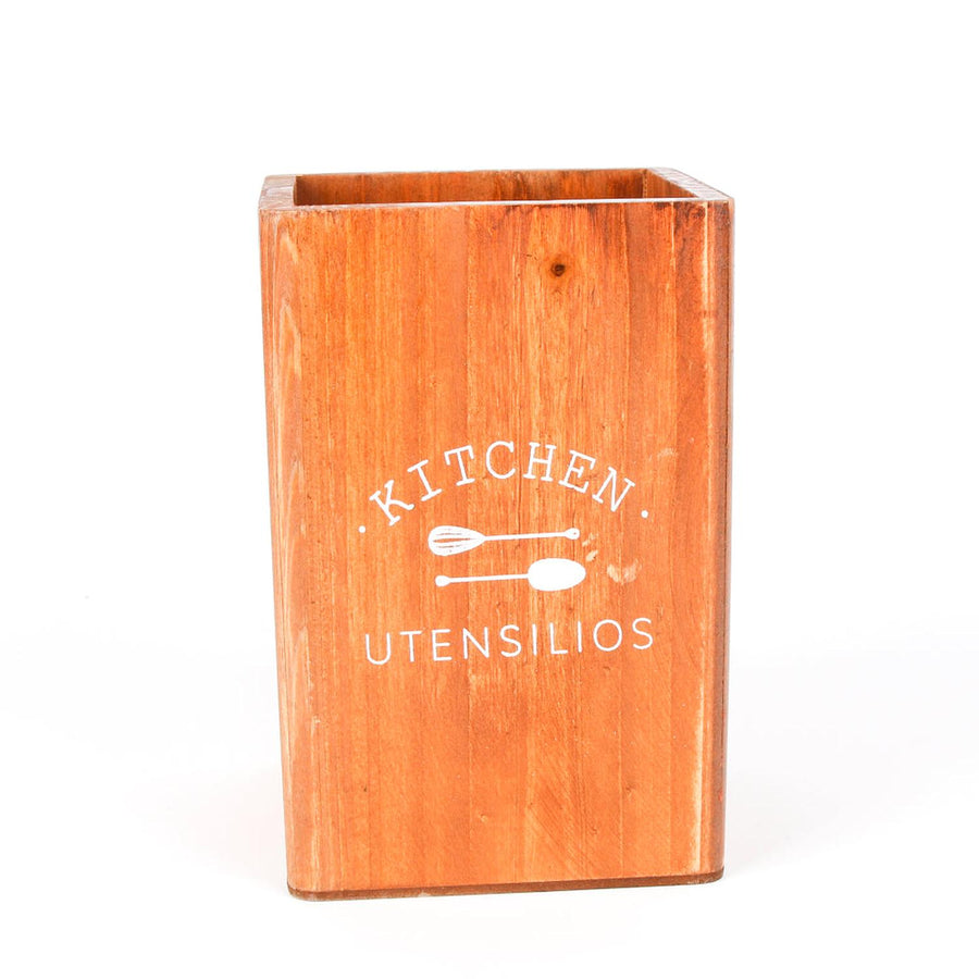 Porta Utensilios de Cocina de Madera 11x11x18cm