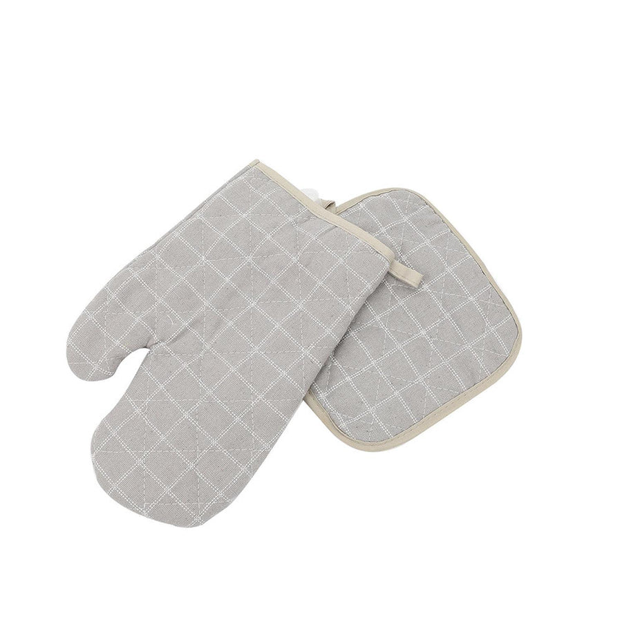 Set Guante y Toma Olla de Cocina Gris 17x26cm