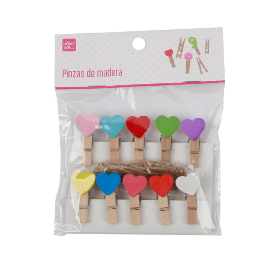 Pinzas Madera 3.5cm Corazones Multicolor