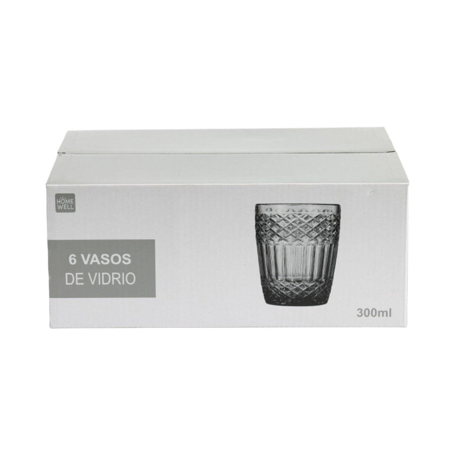 Set 6 Vasos Vidrio Transparente 300ml