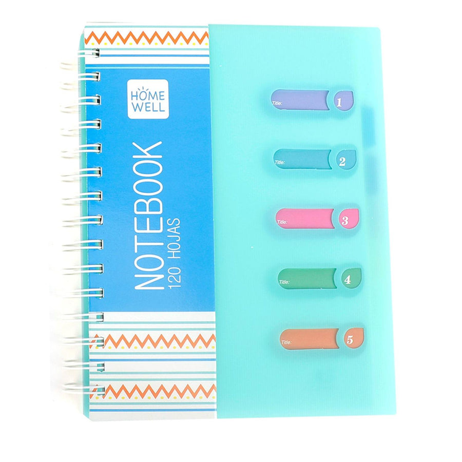 Libreta Celeste 120 Hojas con 5 Separaciones 15x21cm