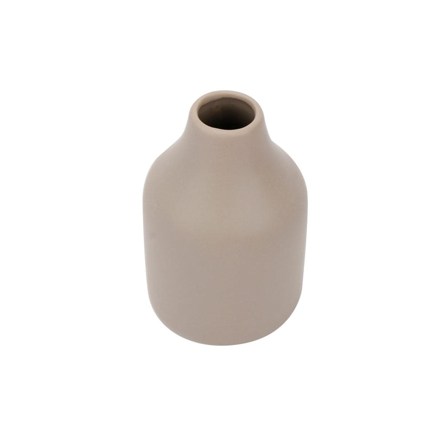 Florero Tipo Vasija Cerámica Beige 10x15.5cm