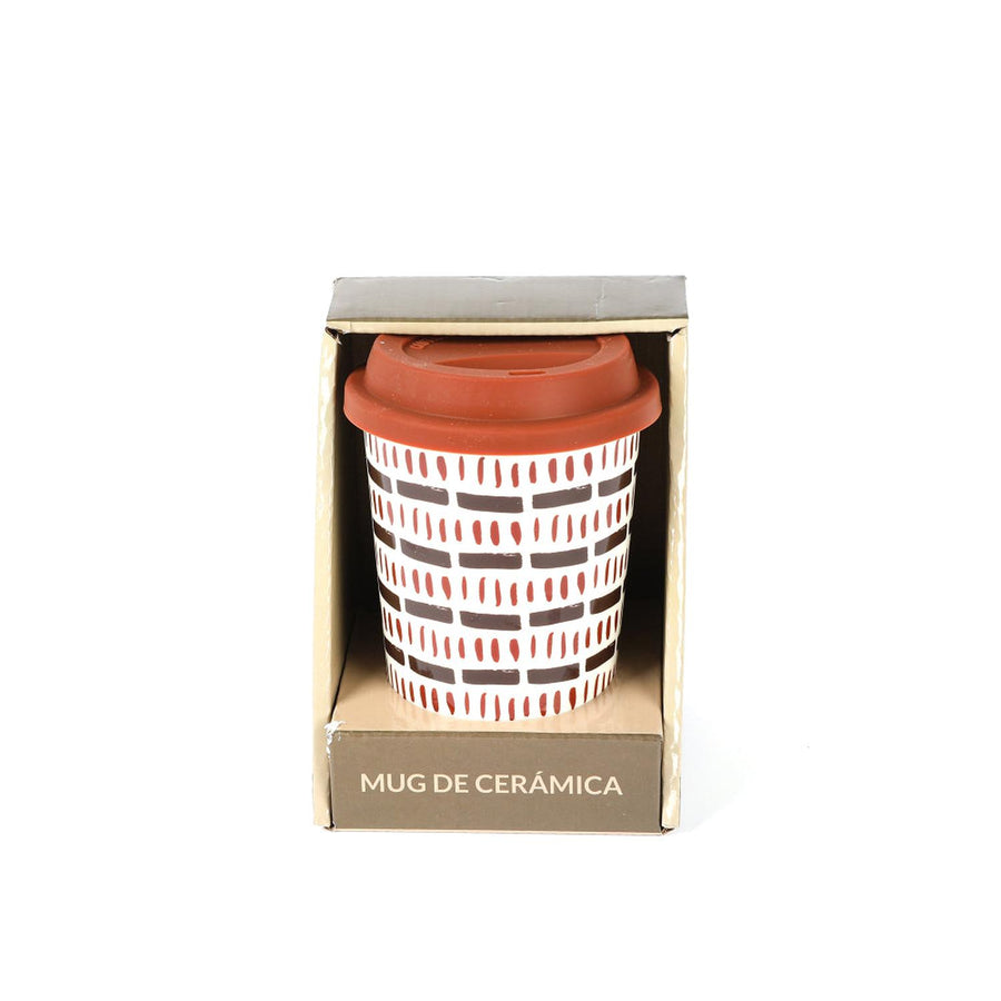 Mug Cerámica Tapa Silicona Diseño 400ml
