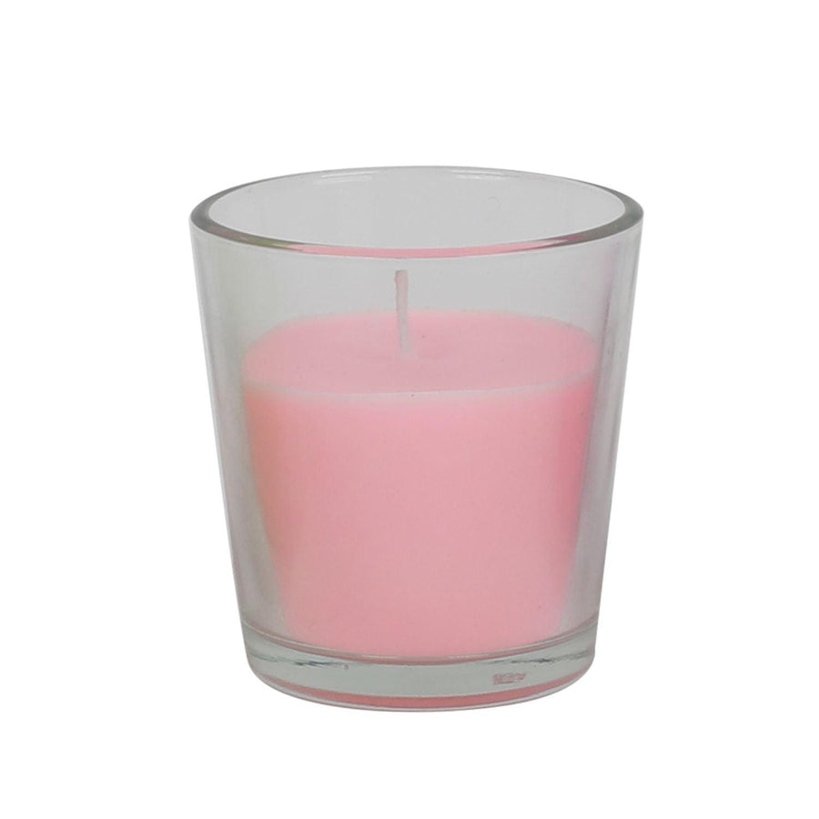 Vela de Vidrio Rosada Aroma Rosas 7.5x7.5x8cm