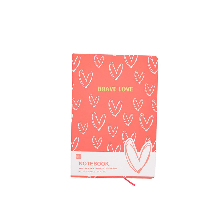 Libreta Roja Diseño Corazones 21*14.5 96 Hojas