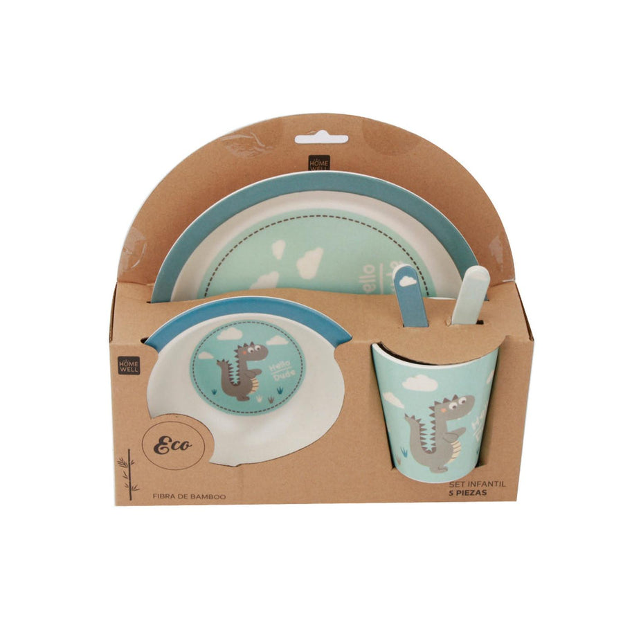 Set de Plato Vaso Tenedor Infantil Diseño Dinosaurio (5u)